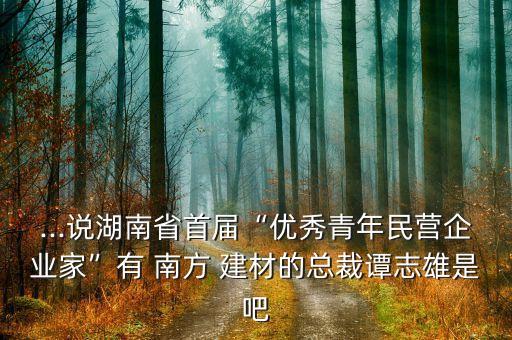 ...說湖南省首屆“優(yōu)秀青年民營企業(yè)家”有 南方 建材的總裁譚志雄是吧