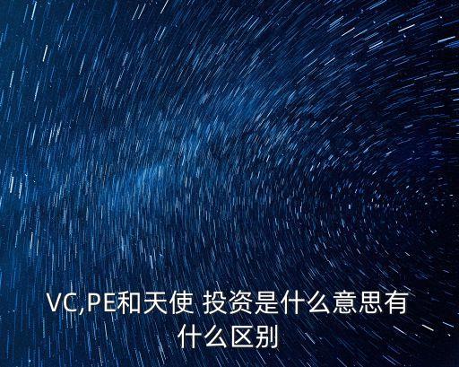 VC,PE和天使 投資是什么意思有什么區(qū)別