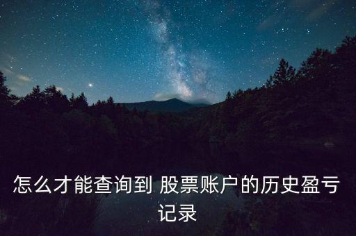 怎么才能查詢到 股票賬戶的歷史盈虧記錄