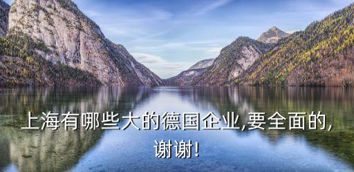 上海有哪些大的德國企業(yè),要全面的,謝謝!