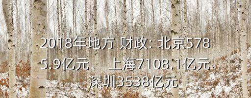 2018年地方 財(cái)政: 北京5785.9億元、 上海7108.1億元、深圳3538億元