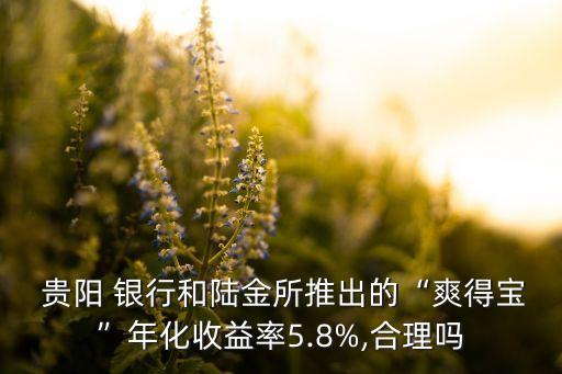  貴陽(yáng) 銀行和陸金所推出的“爽得寶”年化收益率5.8%,合理嗎