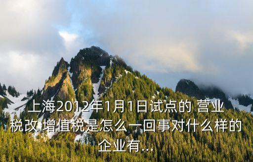 上海2012年1月1日試點的 營業(yè)稅改 增值稅是怎么一回事對什么樣的企業(yè)有...