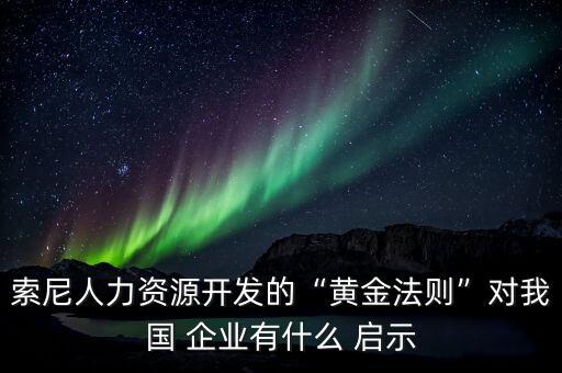 索尼人力資源開發(fā)的“黃金法則”對我國 企業(yè)有什么 啟示