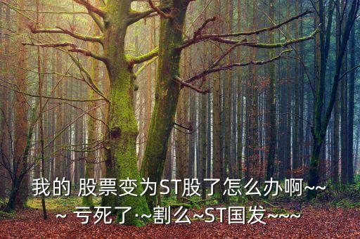 我的 股票變?yōu)镾T股了怎么辦啊~~~ 虧死了·~割么~ST國發(fā)~~~