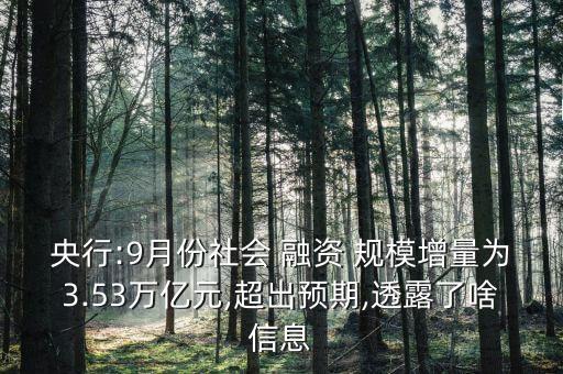 央行:9月份社會 融資 規(guī)模增量為3.53萬億元,超出預期,透露了啥信息