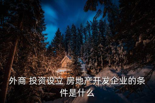 外商 投資設(shè)立 房地產(chǎn)開發(fā)企業(yè)的條件是什么