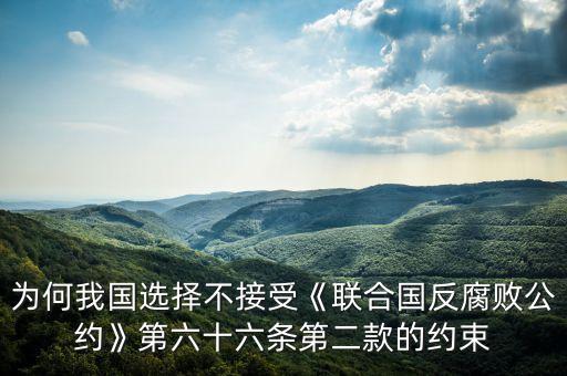 為何我國(guó)選擇不接受《聯(lián)合國(guó)反腐敗公約》第六十六條第二款的約束