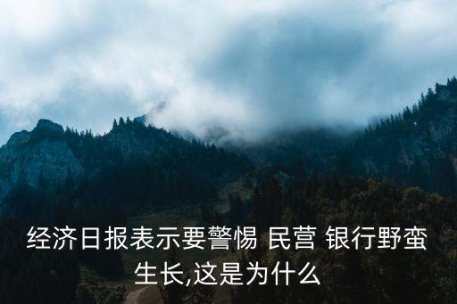 經濟日報表示要警惕 民營 銀行野蠻生長,這是為什么