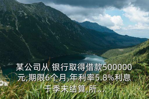 某公司從 銀行取得借款500000元,期限6個月,年利率5.8%利息于季末結(jié)算,所...