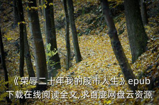 《榮辱二十年我的股市人生》epub下載在線閱讀全文,求百度網(wǎng)盤云資源