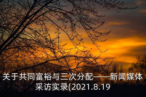 關(guān)于共同富裕與三次分配——新聞媒體采訪實錄(2021.8.19