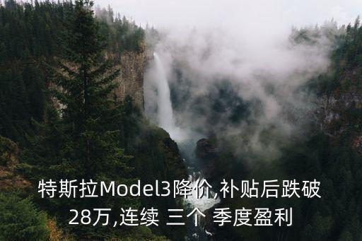 特斯拉Model3降價,補貼后跌破28萬,連續(xù) 三個 季度盈利