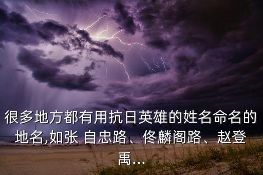 很多地方都有用抗日英雄的姓名命名的地名,如張 自忠路、佟麟閣路、趙登禹...