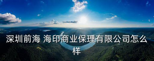 深圳前海 海印商業(yè)保理有限公司怎么樣