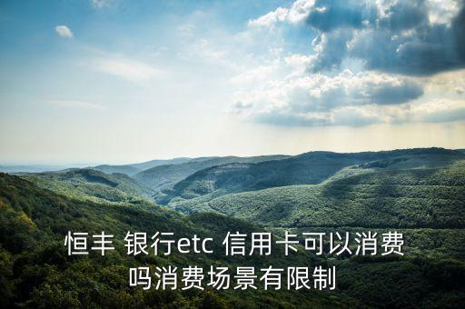  恒豐 銀行etc 信用卡可以消費嗎消費場景有限制