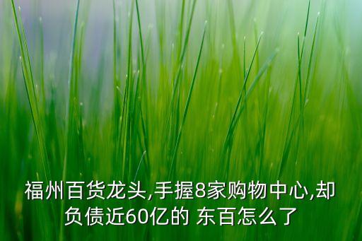 福州百貨龍頭,手握8家購(gòu)物中心,卻負(fù)債近60億的 東百怎么了