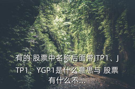 有的 股票中名稱后面帶JTP1、JTP1、YGP1是什么意思與 股票有什么不...