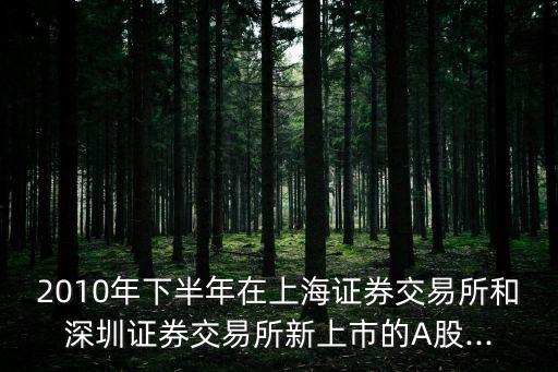 2010年下半年在上海證券交易所和深圳證券交易所新上市的A股...