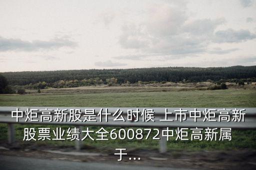 中炬高新股是什么時(shí)候 上市中炬高新股票業(yè)績大全600872中炬高新屬于...