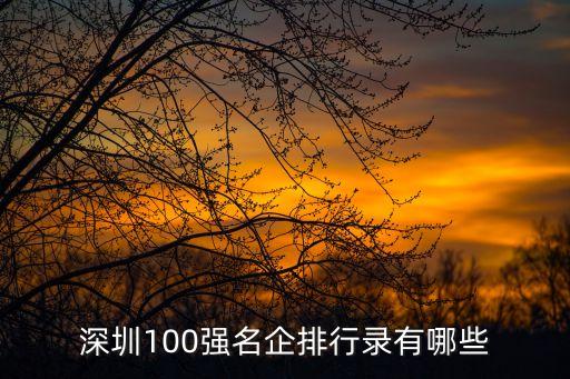 深圳100強名企排行錄有哪些