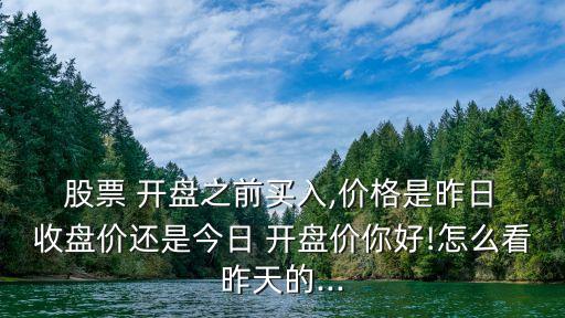  股票 開盤之前買入,價(jià)格是昨日 收盤價(jià)還是今日 開盤價(jià)你好!怎么看昨天的...