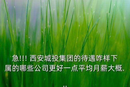 急!!! 西安城投集團的待遇咋樣下屬的哪些公司更好一點平均月薪大概...