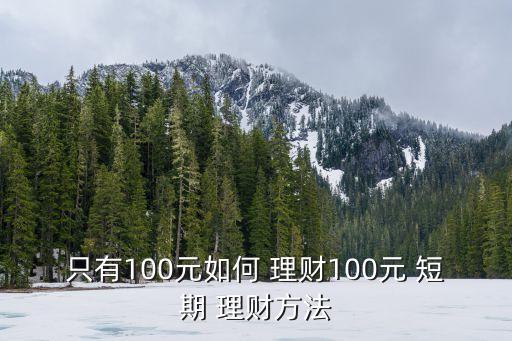 只有100元如何 理財100元 短期 理財方法