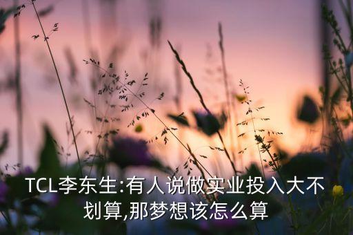 TCL李東生:有人說做實(shí)業(yè)投入大不劃算,那夢想該怎么算