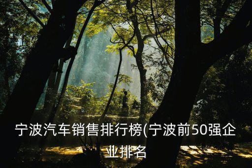 寧波汽車銷售排行榜(寧波前50強(qiáng)企業(yè)排名