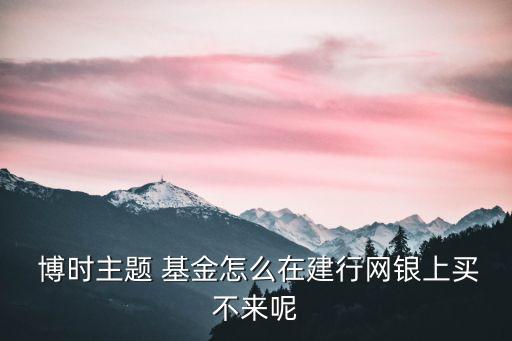  博時主題 基金怎么在建行網(wǎng)銀上買不來呢