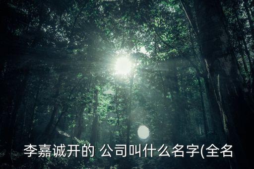  李嘉誠開的 公司叫什么名字(全名