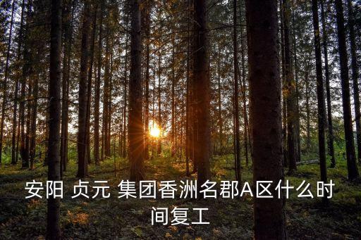 安陽 貞元 集團香洲名郡A區(qū)什么時間復工