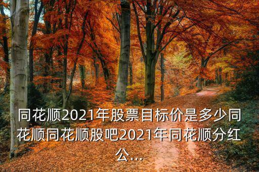 同花順2021年股票目標(biāo)價(jià)是多少同花順同花順股吧2021年同花順分紅公...