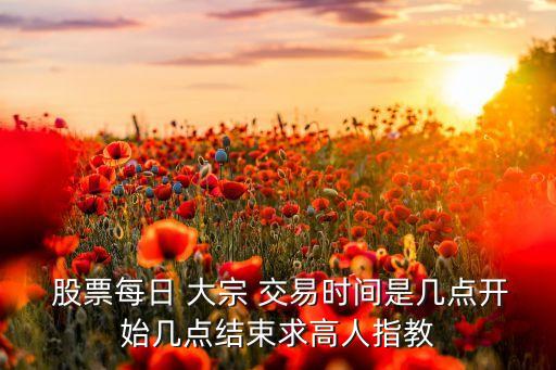  股票每日 大宗 交易時間是幾點開始幾點結(jié)束求高人指教