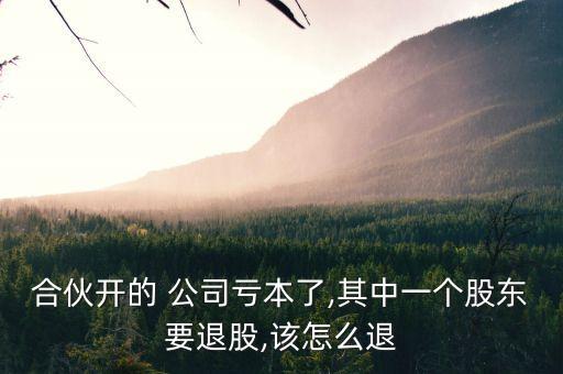 合伙開(kāi)的 公司虧本了,其中一個(gè)股東要退股,該怎么退