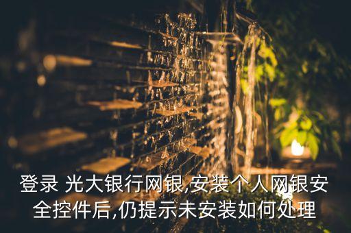 登錄 光大銀行網(wǎng)銀,安裝個(gè)人網(wǎng)銀安全控件后,仍提示未安裝如何處理