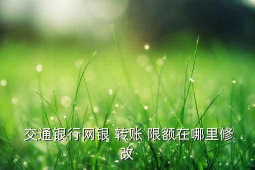  交通銀行網(wǎng)銀 轉(zhuǎn)賬 限額在哪里修改