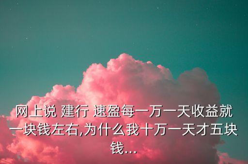 網(wǎng)上說 建行 速盈每一萬一天收益就一塊錢左右,為什么我十萬一天才五塊錢...