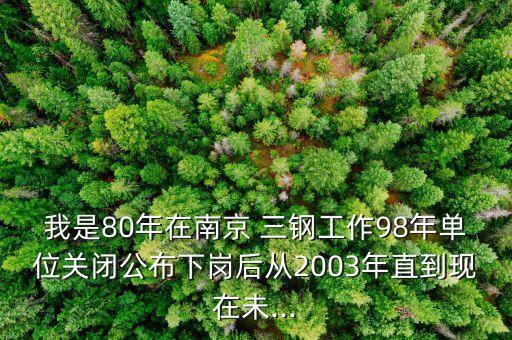 我是80年在南京 三鋼工作98年單位關(guān)閉公布下崗后從2003年直到現(xiàn)在未...