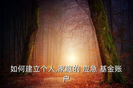 如何建立個人,家庭的 應(yīng)急 基金賬戶