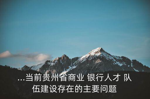 ...當(dāng)前貴州省商業(yè) 銀行人才 隊伍建設(shè)存在的主要問題