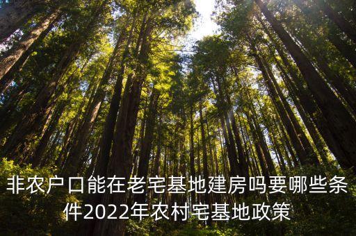 非農戶口能在老宅基地建房嗎要哪些條件2022年農村宅基地政策