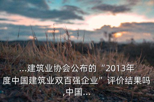 ...建筑業(yè)協(xié)會公布的“2013年度中國建筑業(yè)雙百強(qiáng)企業(yè)”評價(jià)結(jié)果嗎,中國...