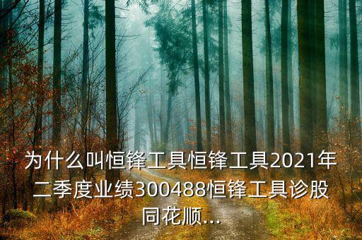 為什么叫恒鋒工具恒鋒工具2021年二季度業(yè)績(jī)300488恒鋒工具診股同花順...