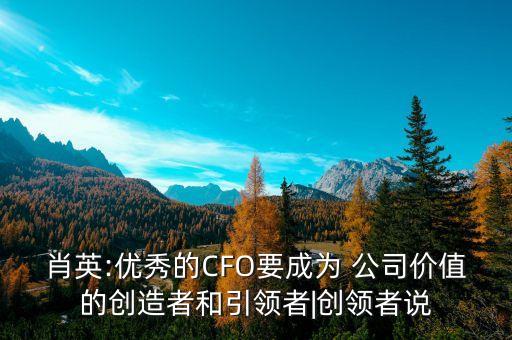 肖英:優(yōu)秀的CFO要成為 公司價值的創(chuàng)造者和引領(lǐng)者|創(chuàng)領(lǐng)者說