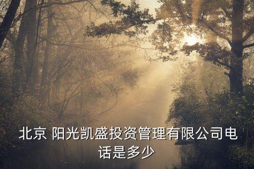  北京 陽(yáng)光凱盛投資管理有限公司電話是多少