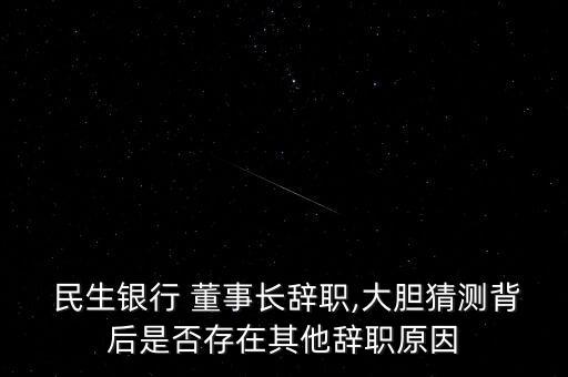  民生銀行 董事長辭職,大膽猜測背后是否存在其他辭職原因