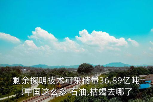 剩余探明技術可采儲量36.89億噸!中國這么多 石油,枯竭去哪了