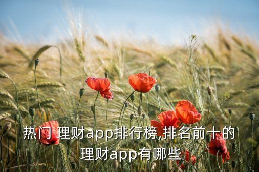 熱門(mén) 理財(cái)app排行榜,排名前十的 理財(cái)app有哪些